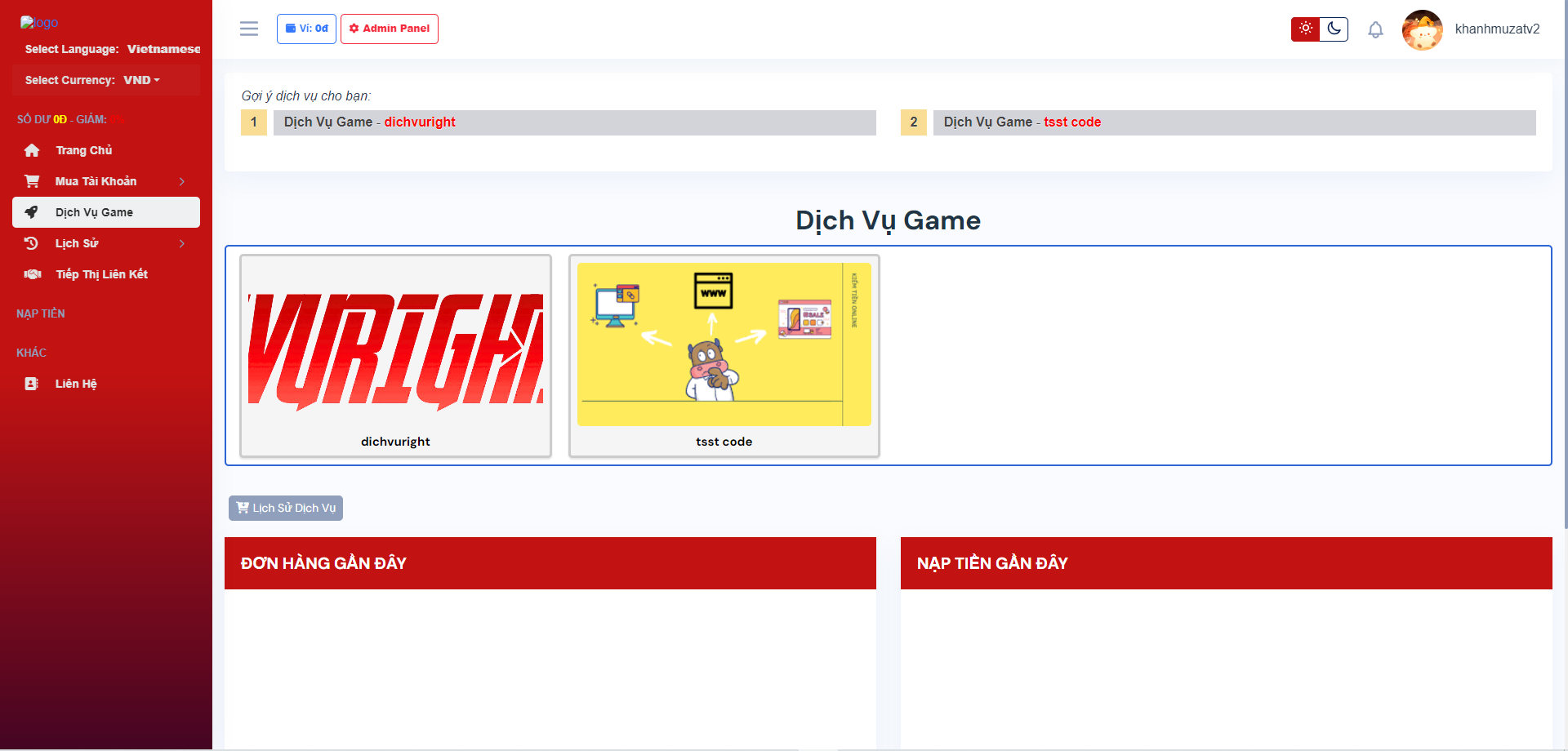 clone v6 ( dịch vụ game , auto tiếp thị bằng subdomain )